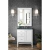 James Martin Vanities Addison 30in Single Vanity, Glossy White w/ 3 CM Charcoal Soapstone Quartz Top E444-V30-GW-3CSP